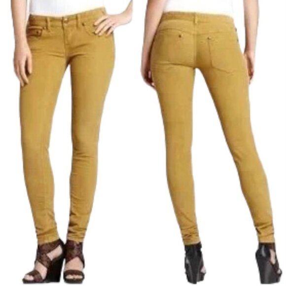 Free People  Jeans Women's Size 27‎ Gold Yellow Denim Low Rise Contour Skinny - Picture 1 of 7